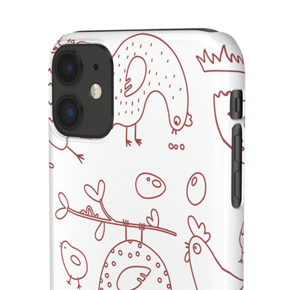 Whimsical Farmhouse Snap Cases, Cute Animal Phone Case, Chicken Design, Funny Gift for Bird Lovers, Quirky Art Mobile Cover