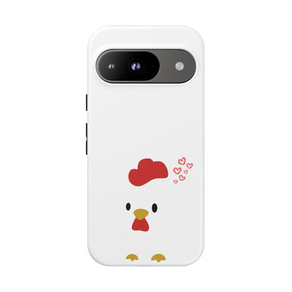 Cute Chicken Phone Case, Tough Cases for Animal Lovers, Valentine's Gift, Farmhouse Decor, Unique Mobile Accessories, Heart Design