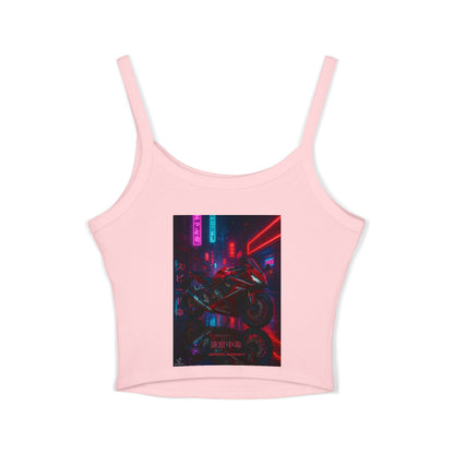 650r Backprint, Motorcycle-Themed Women's Spaghetti Strap Tank Top – Edgy Biker Vibes