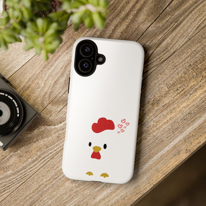Cute Chicken Phone Case, Tough Cases for Animal Lovers, Valentine's Gift, Farmhouse Decor, Unique Mobile Accessories, Heart Design