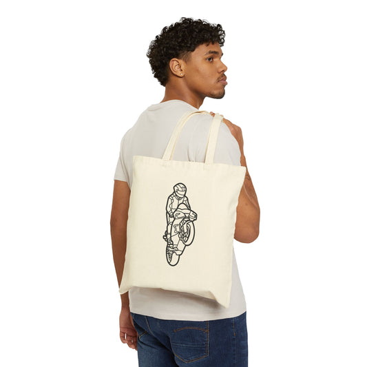 Motorcycle Lover's Cotton Canvas Tote Bag | Artsy Bike Design, Eco-Friendly Shopping, Unique Gift for Riders, Casual Use, Stylish Accessory
