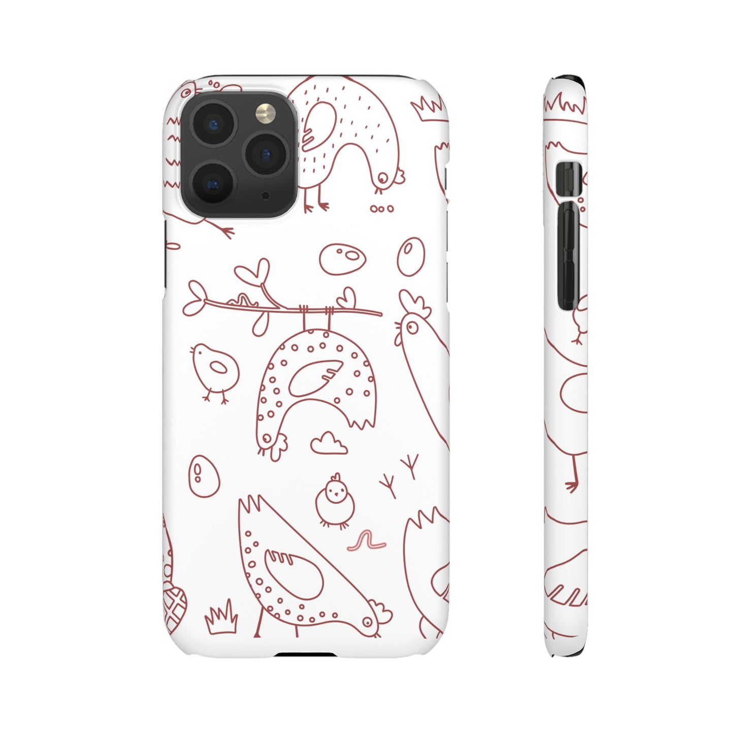 Whimsical Farmhouse Snap Cases, Cute Animal Phone Case, Chicken Design, Funny Gift for Bird Lovers, Quirky Art Mobile Cover