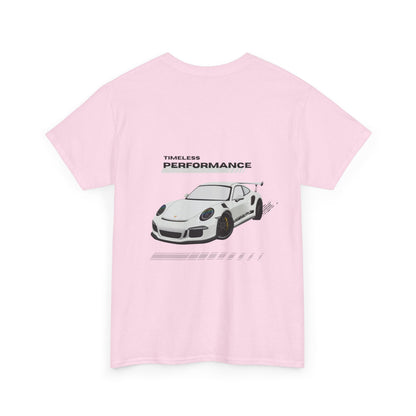 Performance intemporelle, Porsche, T-shirt unisexe en coton épais, T-shirt pour passionné d'automobile, Cadeau automobile, Vêtements de sport automobile, Tenue décontractée, T-shirt unisexe