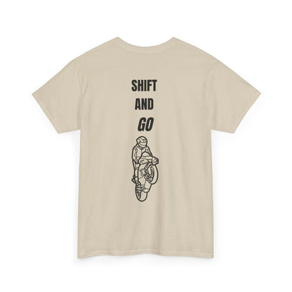 Motorcycle Adventure Tee - Shift and Go, Unisex Heavy Cotton T-Shirt, Biker Gift, Casual Wear, Motorbike Lover Apparel, Ride in Style