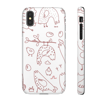 Whimsical Farmhouse Snap Cases, Cute Animal Phone Case, Chicken Design, Funny Gift for Bird Lovers, Quirky Art Mobile Cover