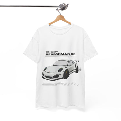 Performance intemporelle, Porsche, T-shirt unisexe en coton épais, T-shirt pour passionné d'automobile, Cadeau automobile, Vêtements de sport automobile, Tenue décontractée, T-shirt unisexe