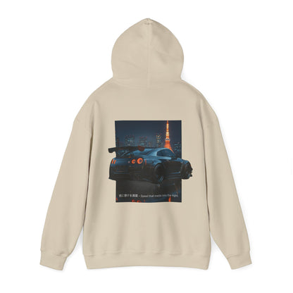 Night Race Vibes with Checkered Design - Unisex Heavy Blend™ Hooded Sweatshirt -