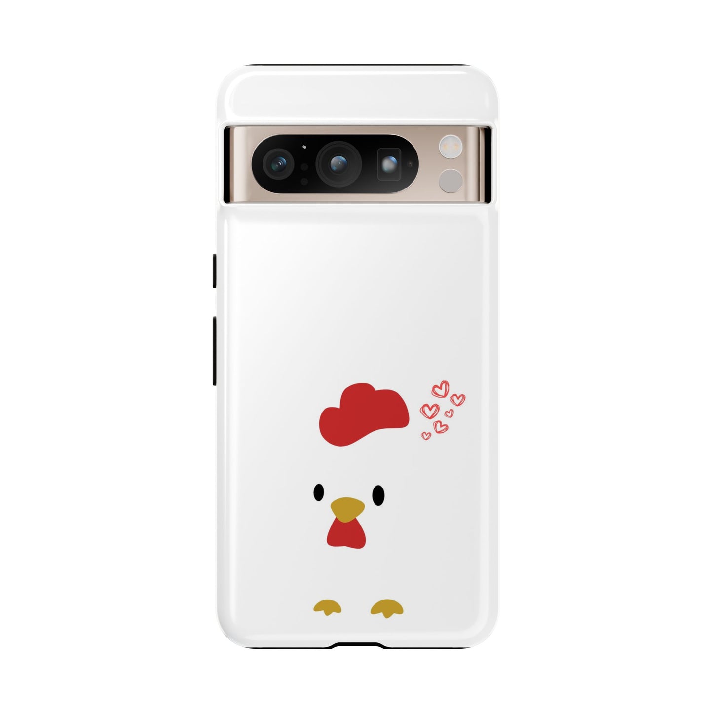 Cute Chicken Phone Case, Tough Cases for Animal Lovers, Valentine's Gift, Farmhouse Decor, Unique Mobile Accessories, Heart Design
