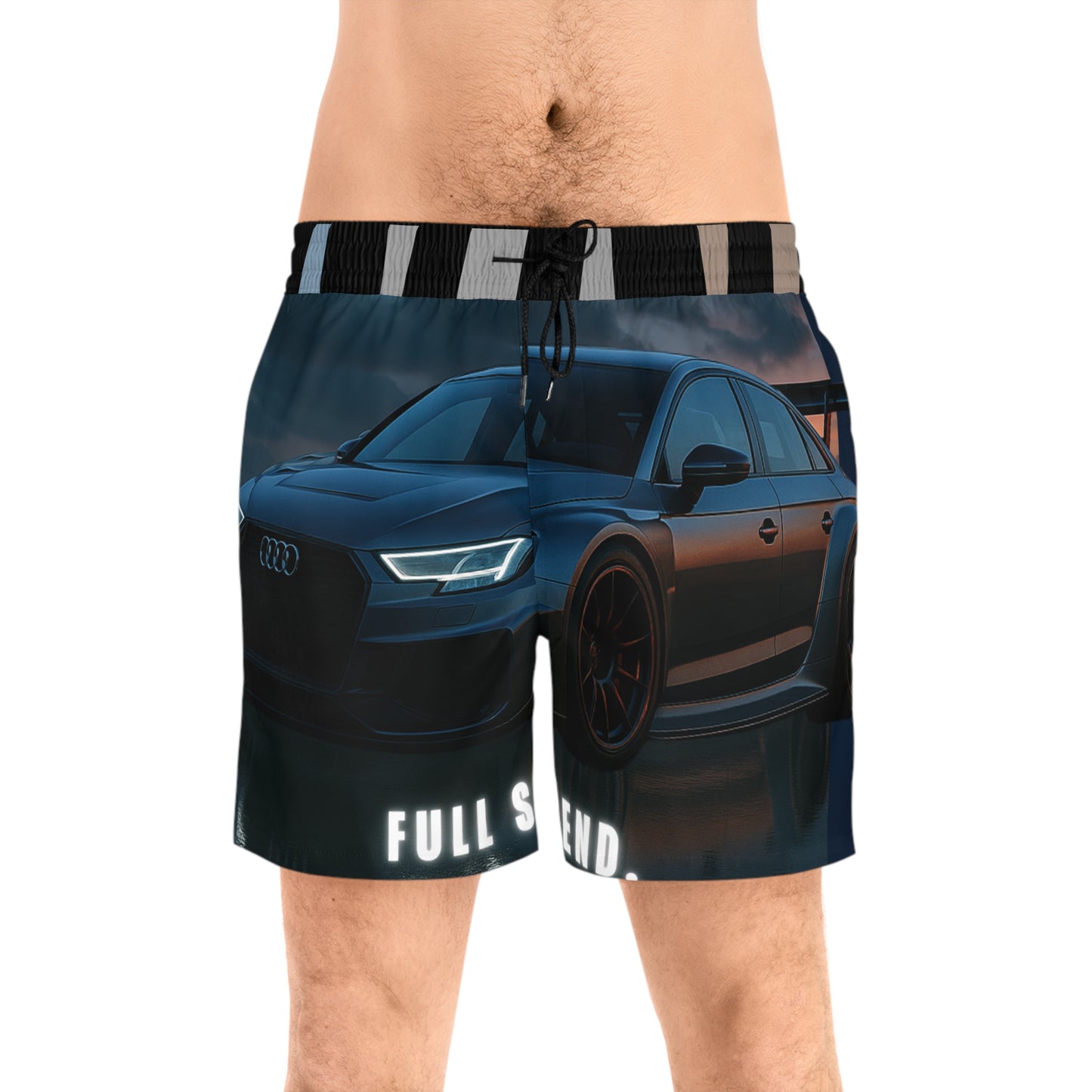 Sporty Audi Men's Mid-Length Swim Shorts - Perfect for Beach Days & Racing Enthusiasts