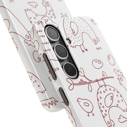 Whimsical Farmhouse Snap Cases, Cute Animal Phone Case, Chicken Design, Funny Gift for Bird Lovers, Quirky Art Mobile Cover