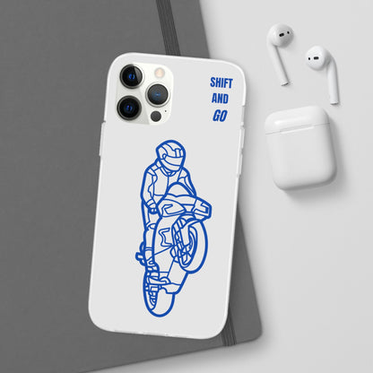 Motorcycle Flexi Cases - Shift and Go Design, Biker Gift, Phone Accessory, Sporty Case, Riding Enthusiast