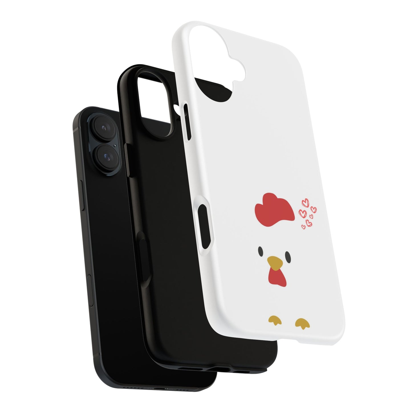 Cute Chicken Phone Case, Tough Cases for Animal Lovers, Valentine's Gift, Farmhouse Decor, Unique Mobile Accessories, Heart Design