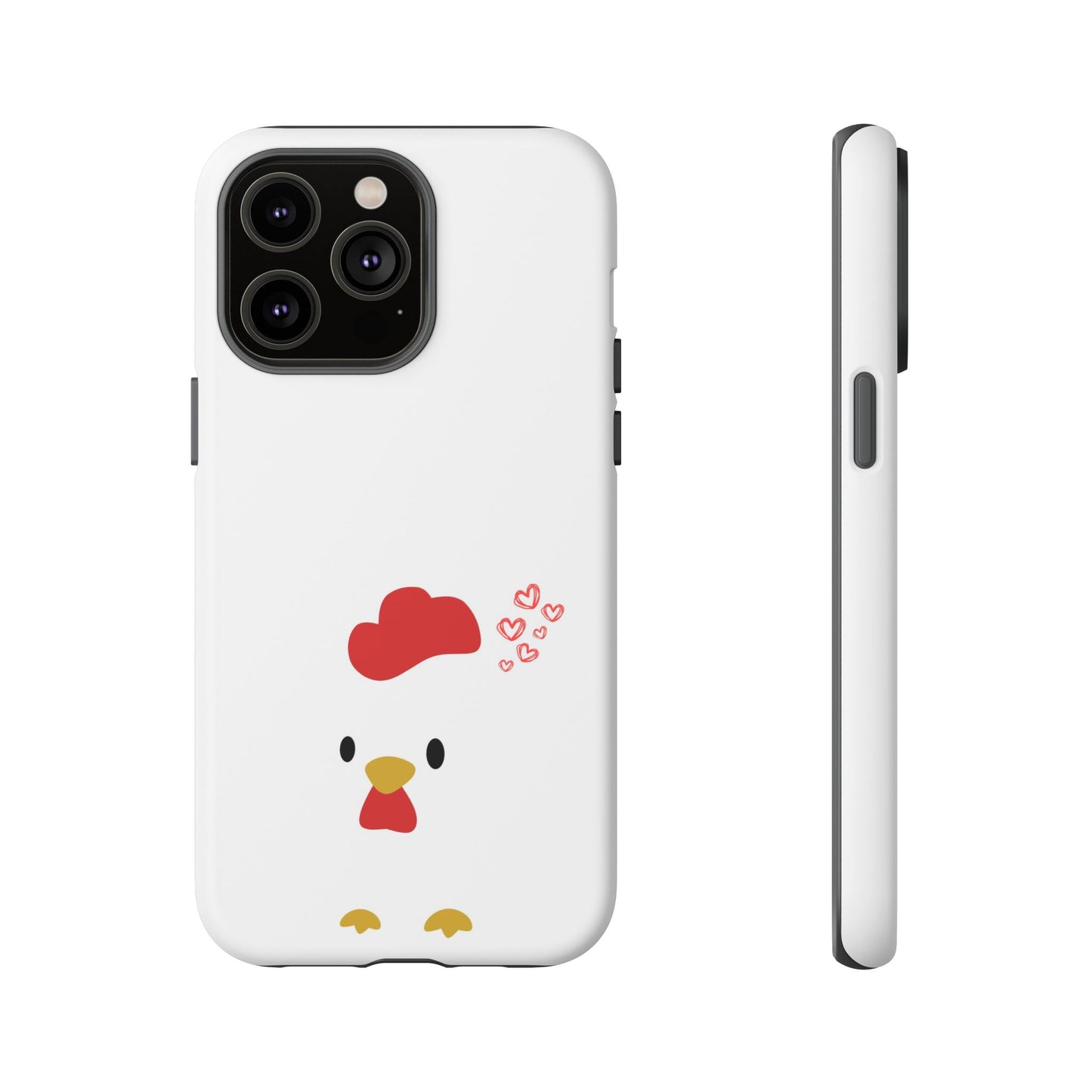 Cute Chicken Phone Case, Tough Cases for Animal Lovers, Valentine's Gift, Farmhouse Decor, Unique Mobile Accessories, Heart Design