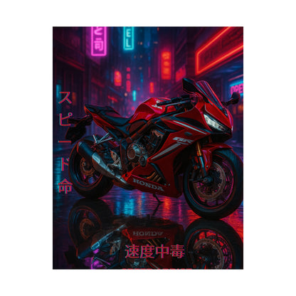 Affiche verticale mate néon moto 650r - Speed ​​&amp; Velocity Art