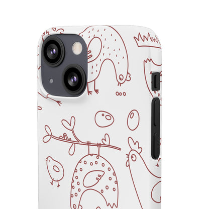Whimsical Farmhouse Snap Cases, Cute Animal Phone Case, Chicken Design, Funny Gift for Bird Lovers, Quirky Art Mobile Cover