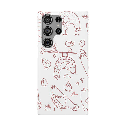 Whimsical Farmhouse Snap Cases, Cute Animal Phone Case, Chicken Design, Funny Gift for Bird Lovers, Quirky Art Mobile Cover
