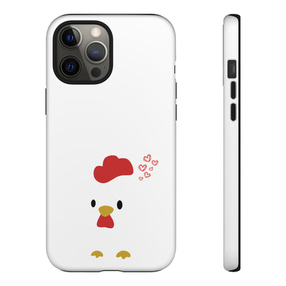 Cute Chicken Phone Case, Tough Cases for Animal Lovers, Valentine's Gift, Farmhouse Decor, Unique Mobile Accessories, Heart Design