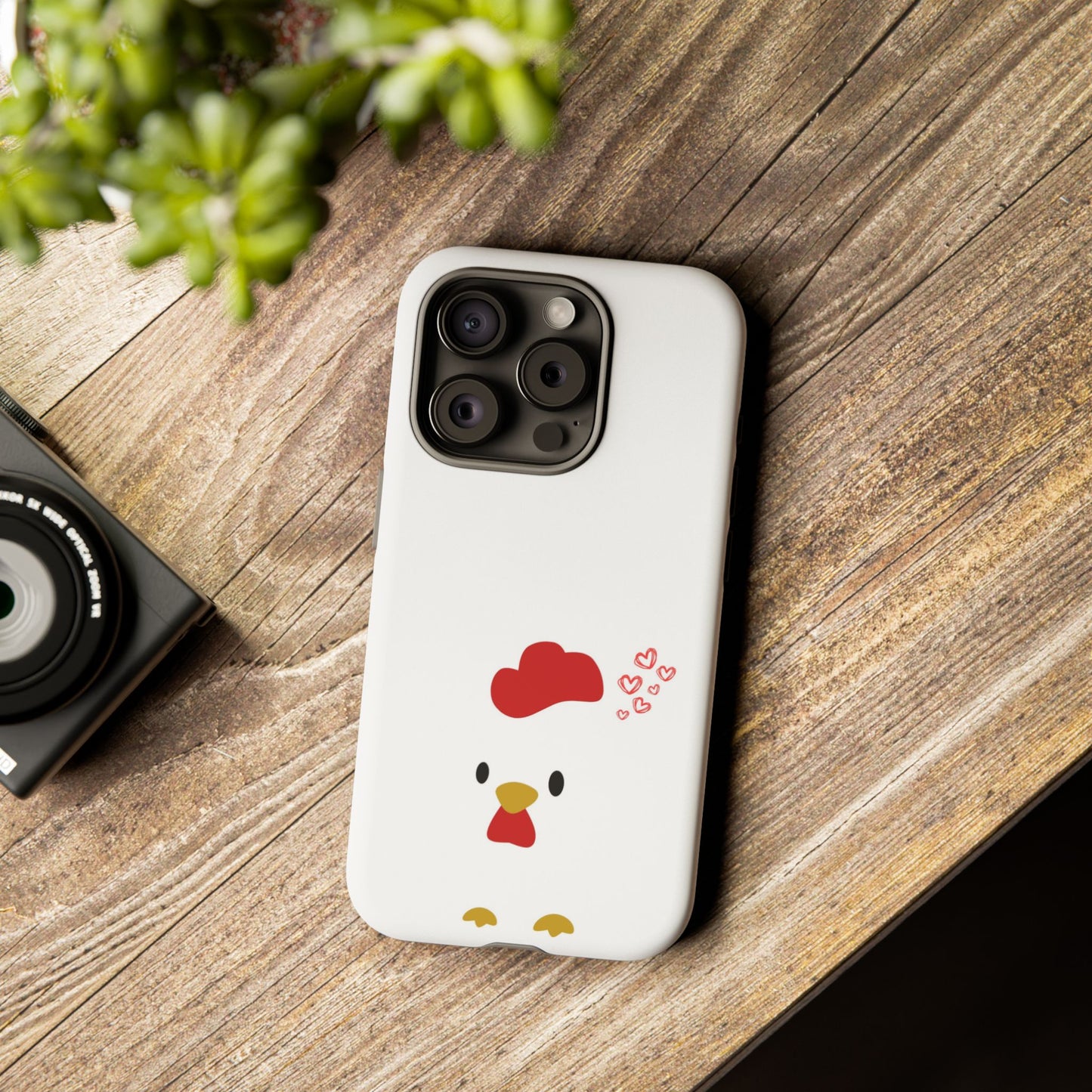 Cute Chicken Phone Case, Tough Cases for Animal Lovers, Valentine's Gift, Farmhouse Decor, Unique Mobile Accessories, Heart Design
