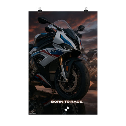 Affiche verticale mate pour moto S1000RR – « Born to Race » – Idéale pour les motards et les passionnés de course