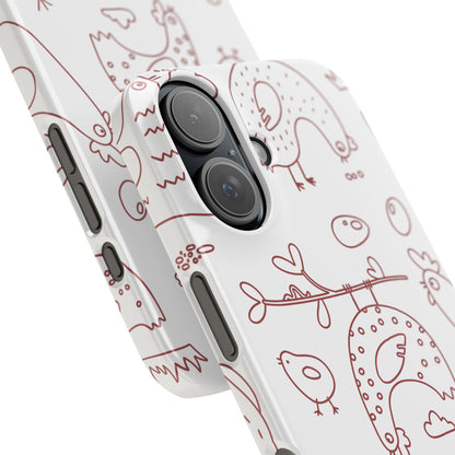Whimsical Farmhouse Snap Cases, Cute Animal Phone Case, Chicken Design, Funny Gift for Bird Lovers, Quirky Art Mobile Cover