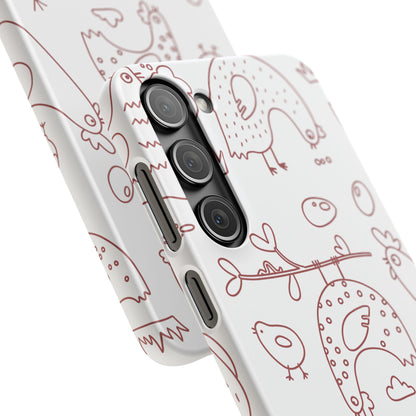 Whimsical Farmhouse Snap Cases, Cute Animal Phone Case, Chicken Design, Funny Gift for Bird Lovers, Quirky Art Mobile Cover