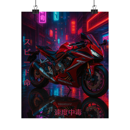 Affiche verticale mate néon moto 650r - Speed ​​&amp; Velocity Art