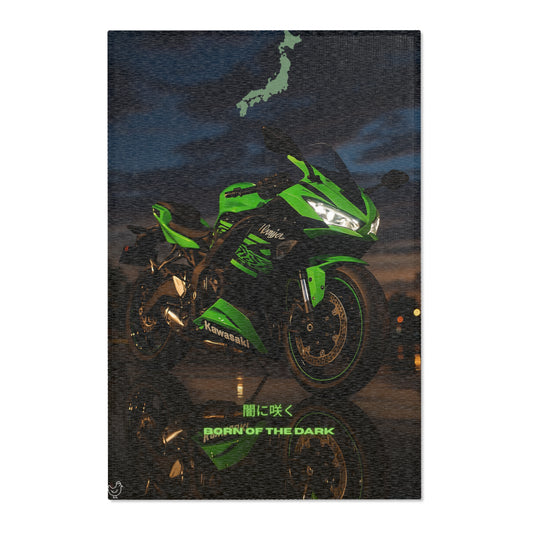 Zx6r Kawasaki Motorcycle Area Rug – Born of the Dark Design for Bikers
