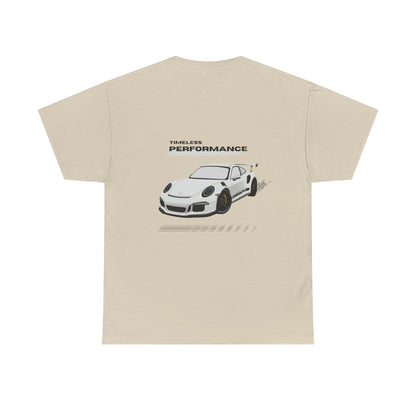 Performance intemporelle, Porsche, T-shirt unisexe en coton épais, T-shirt pour passionné d'automobile, Cadeau automobile, Vêtements de sport automobile, Tenue décontractée, T-shirt unisexe