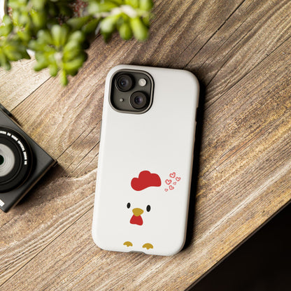 Cute Chicken Phone Case, Tough Cases for Animal Lovers, Valentine's Gift, Farmhouse Decor, Unique Mobile Accessories, Heart Design