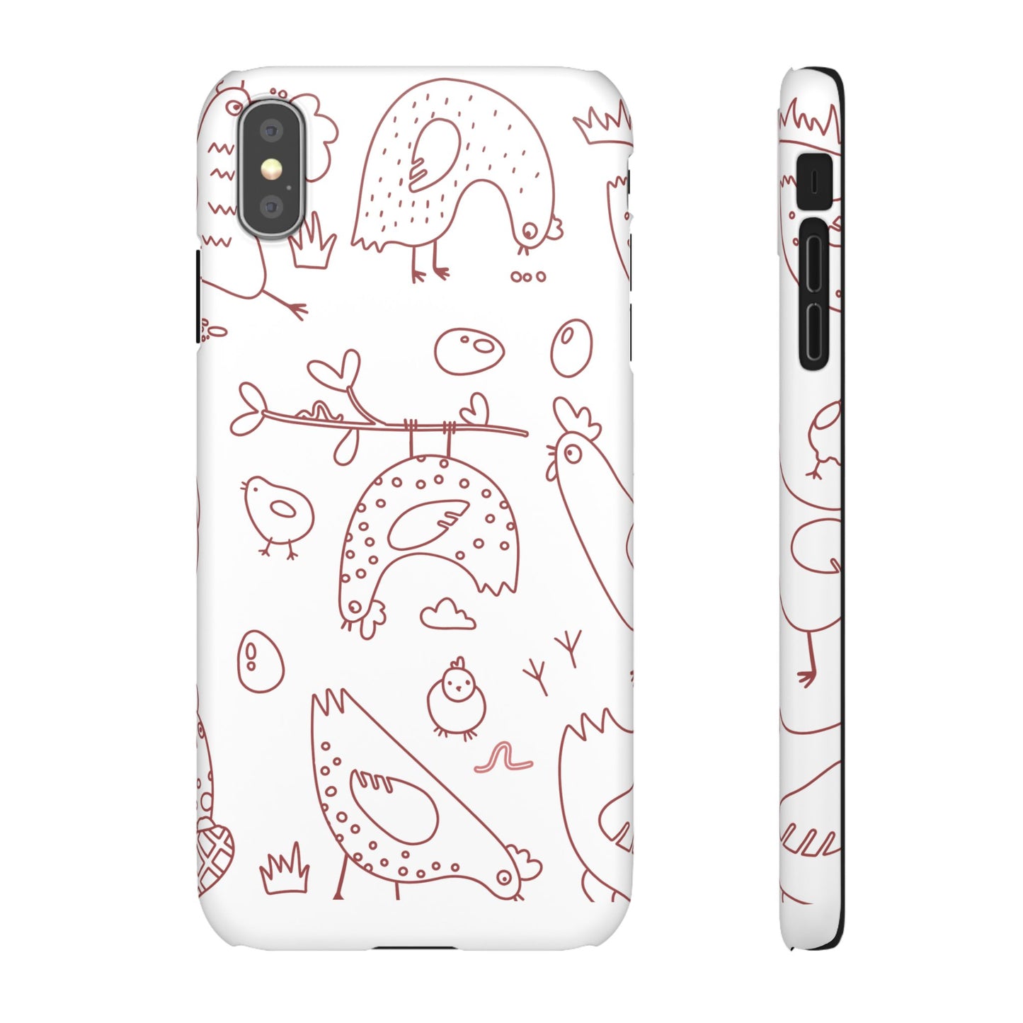 Whimsical Farmhouse Snap Cases, Cute Animal Phone Case, Chicken Design, Funny Gift for Bird Lovers, Quirky Art Mobile Cover