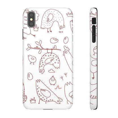 Whimsical Farmhouse Snap Cases, Cute Animal Phone Case, Chicken Design, Funny Gift for Bird Lovers, Quirky Art Mobile Cover