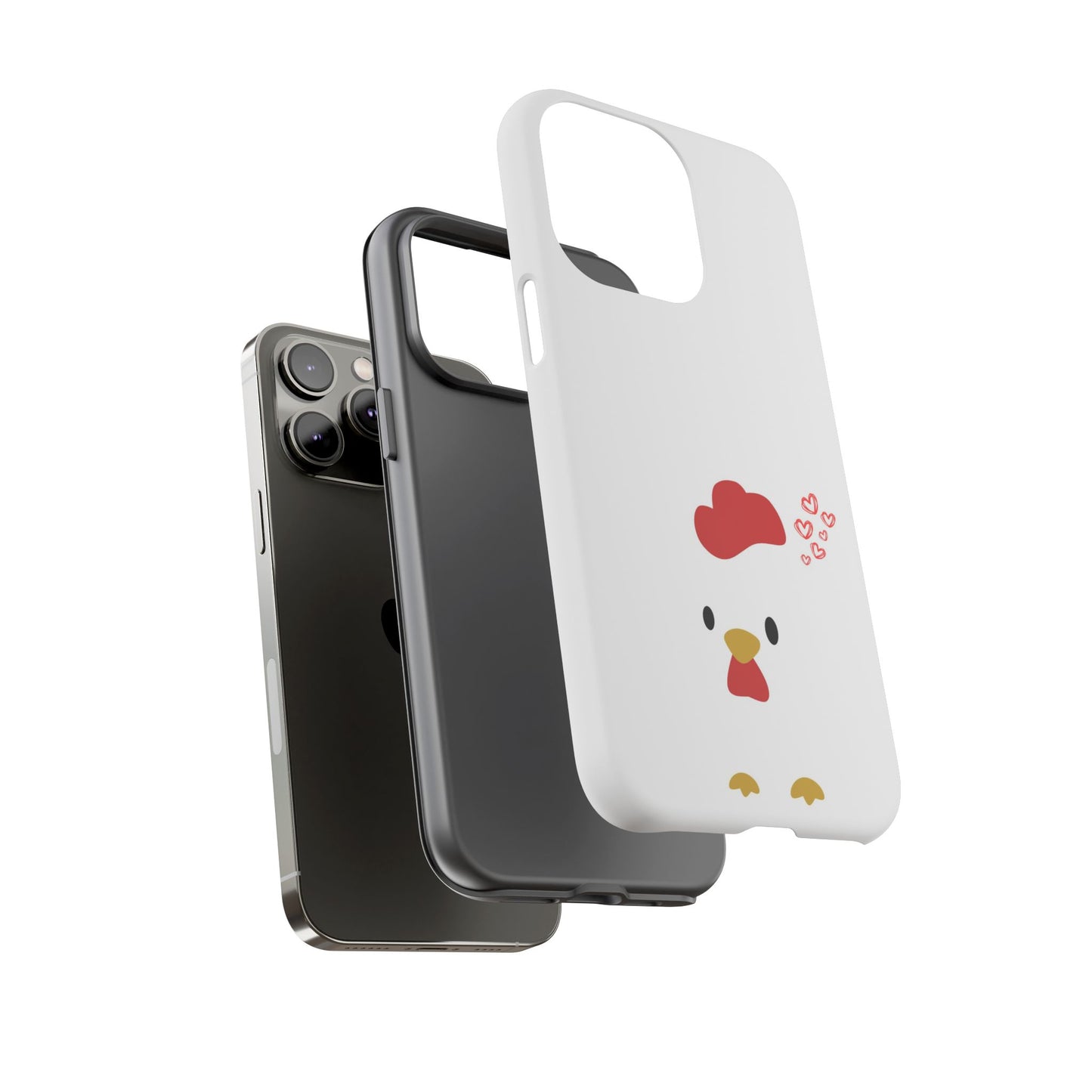 Cute Chicken Phone Case, Tough Cases for Animal Lovers, Valentine's Gift, Farmhouse Decor, Unique Mobile Accessories, Heart Design