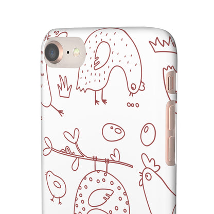 Whimsical Farmhouse Snap Cases, Cute Animal Phone Case, Chicken Design, Funny Gift for Bird Lovers, Quirky Art Mobile Cover