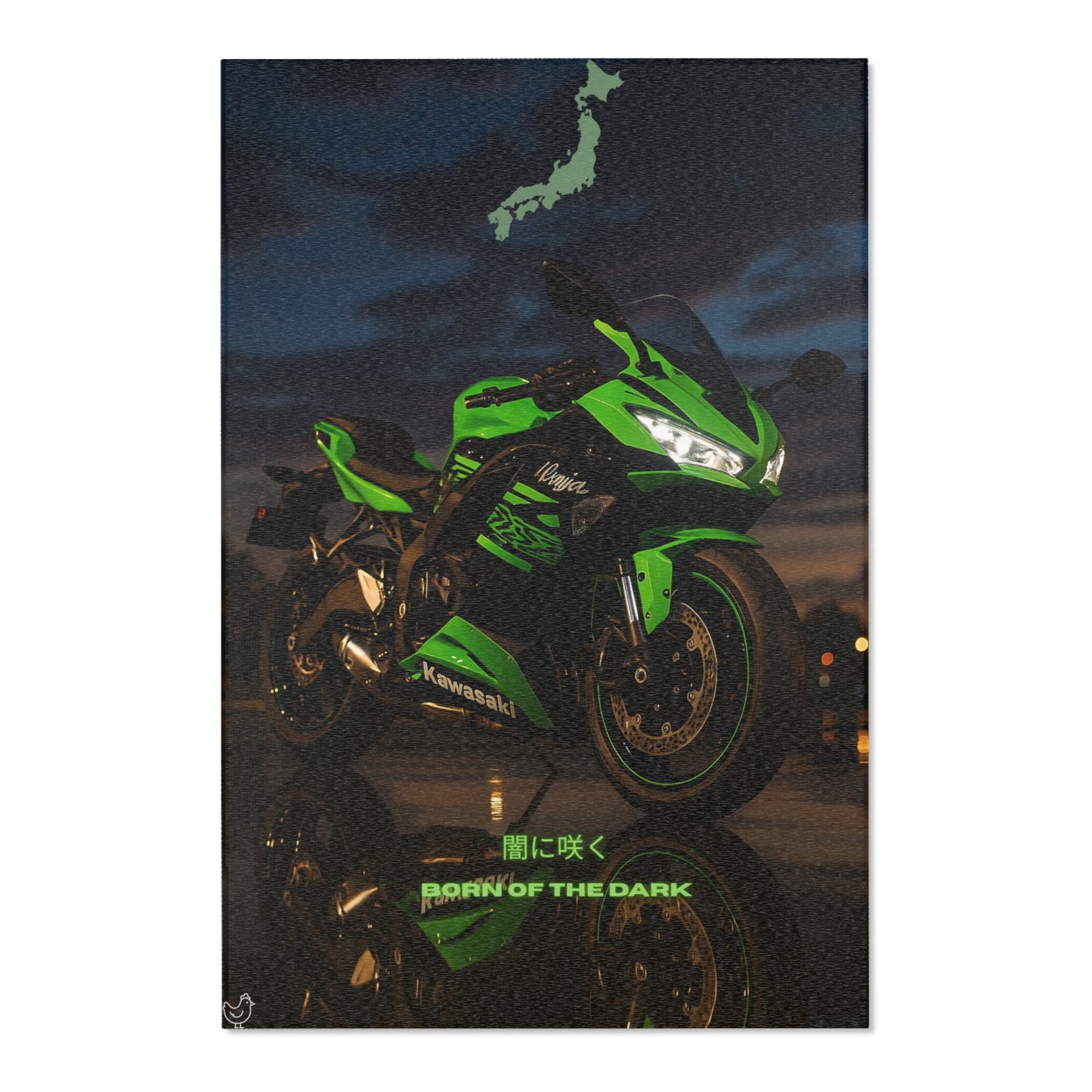 Zx6r Kawasaki Motorcycle Area Rug – Born of the Dark Design for Bikers