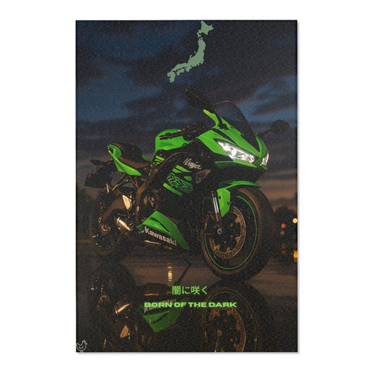 Zx6r Kawasaki Motorcycle Area Rug – Born of the Dark Design for Bikers