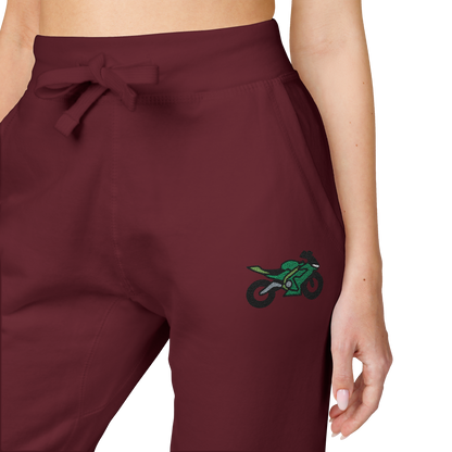 Kawasaki inspired Motorcycle Embroidered Unisex Fleece Sweatpants - Cozy & Stylish Activewear