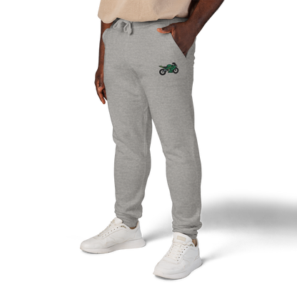 Kawasaki inspired Motorcycle Embroidered Unisex Fleece Sweatpants - Cozy & Stylish Activewear